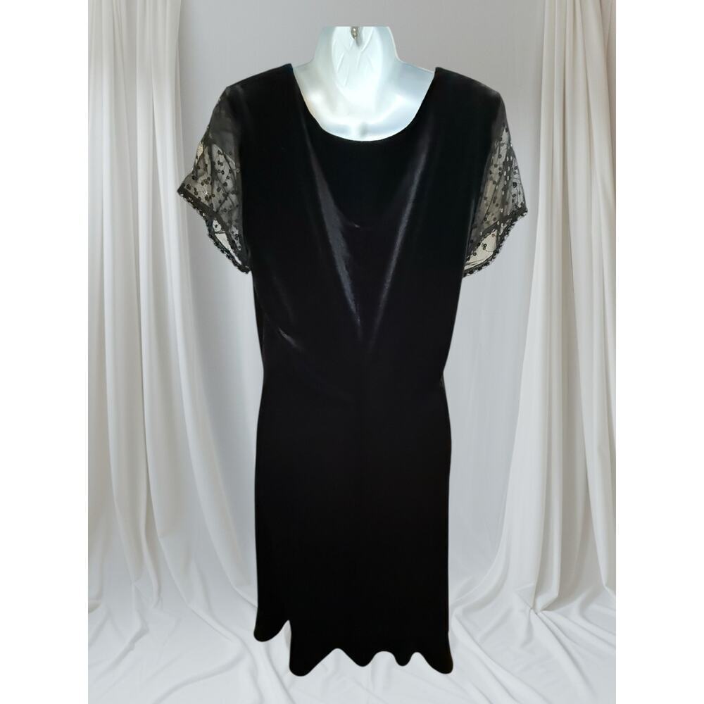 Vintage Sheri Martin NY Black Velvet & Sequin Dress - Size 12150 - Picture 2 of 9